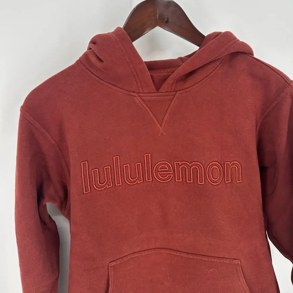 Lululemon All Yours Hoodie *Graphic Date Brown Size 2 Spell Out Logo Sweatshirt